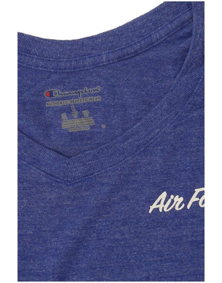 CHAMPION Womens Graphic T-Shirt Top UK 16 Large Blue