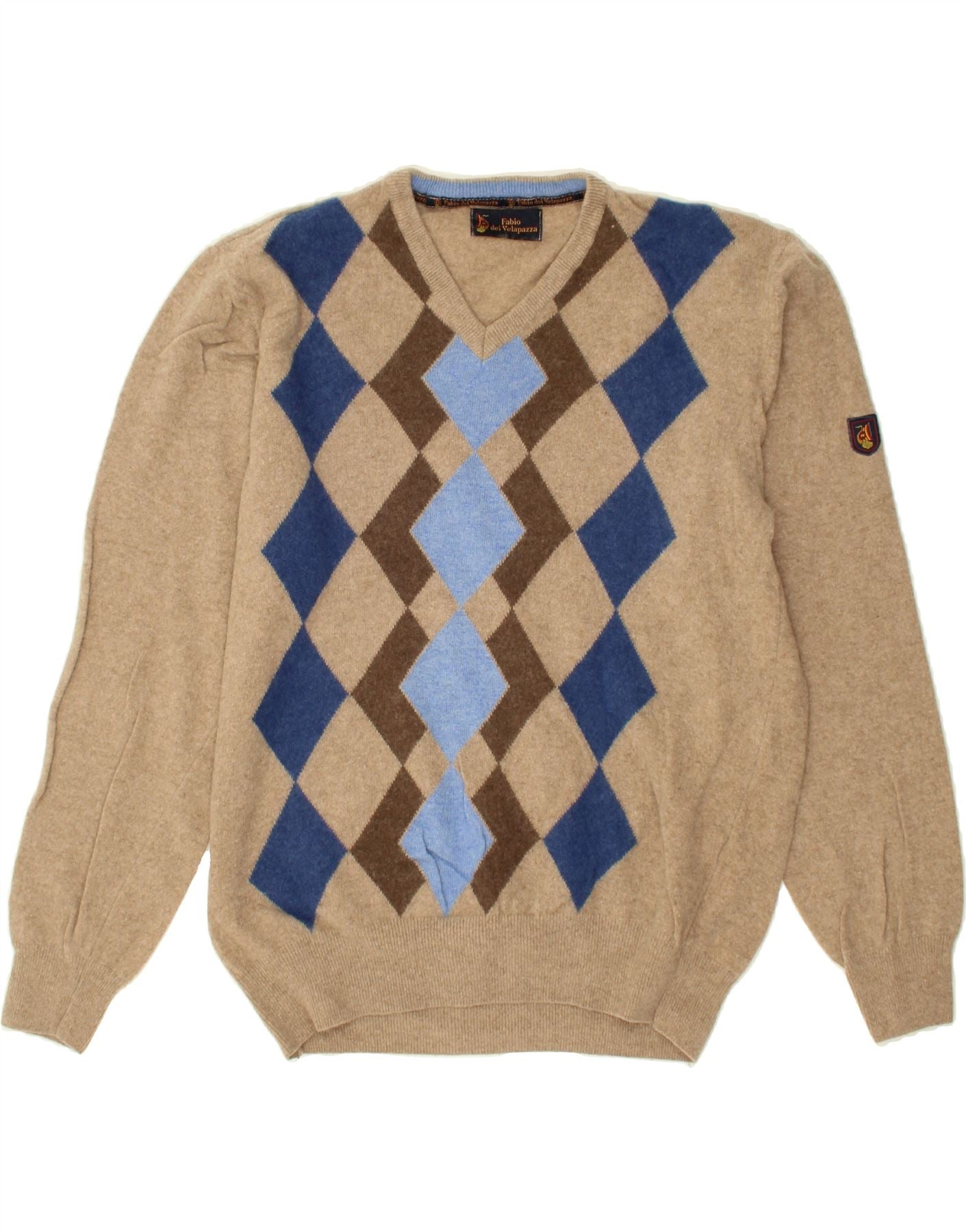 FABIO DEI VELAPAZZA Suéter de cuello en V para hombre en beige