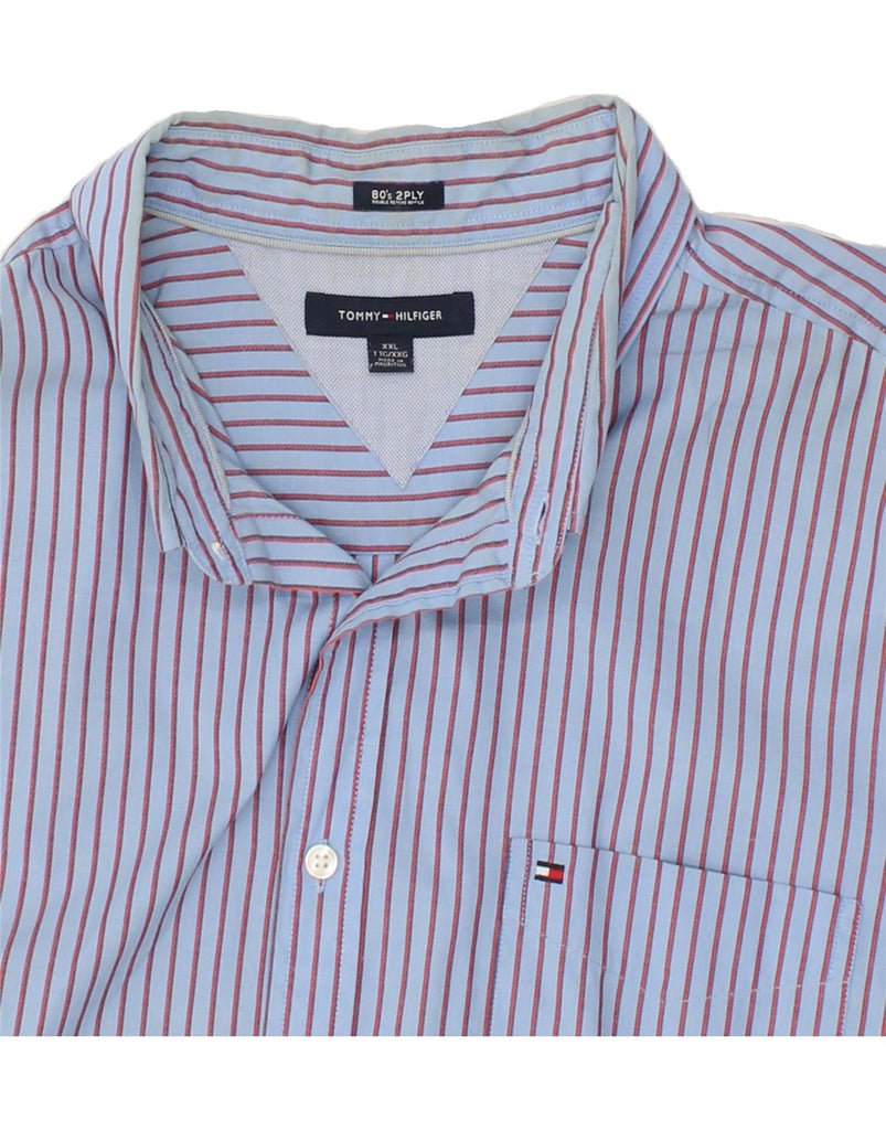 TOMMY HILFIGER Mens Shirt 2XL Blue Striped Cotton | Vintage Tommy Hilfiger | Thrift | Second-Hand Tommy Hilfiger | Used Clothing | Messina Hembry 