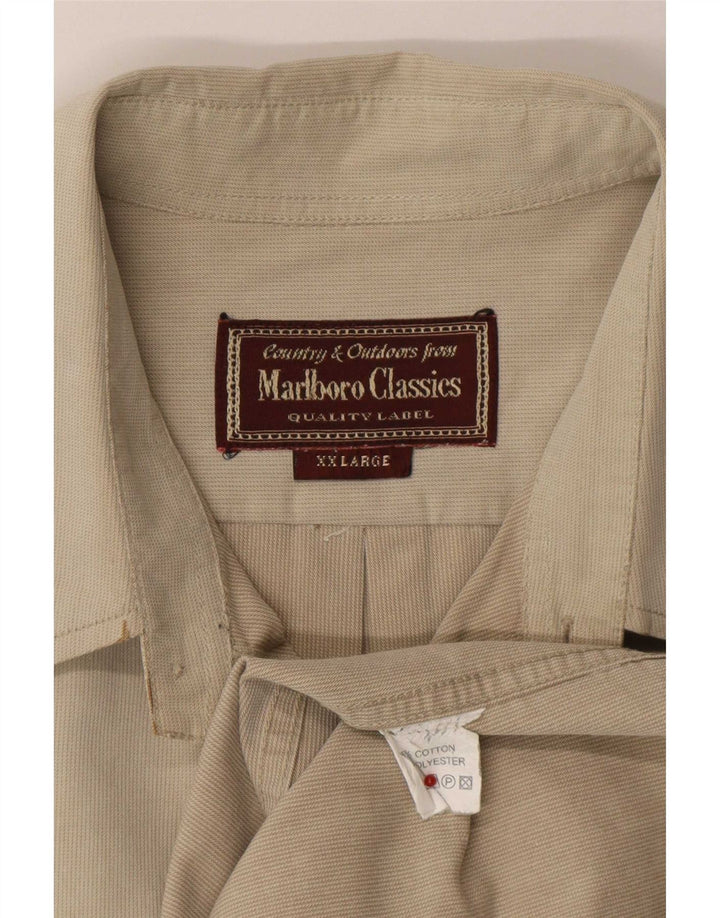 Marlboro Classics Mens Shirt 2XL Beige Cotton