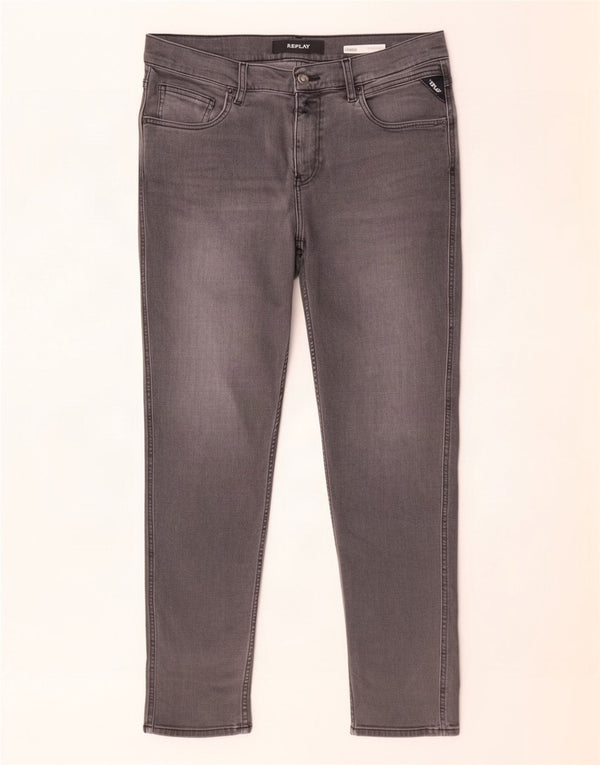 Replay Mens Sandot Slim Jeans W32 L32 Grey Cotton