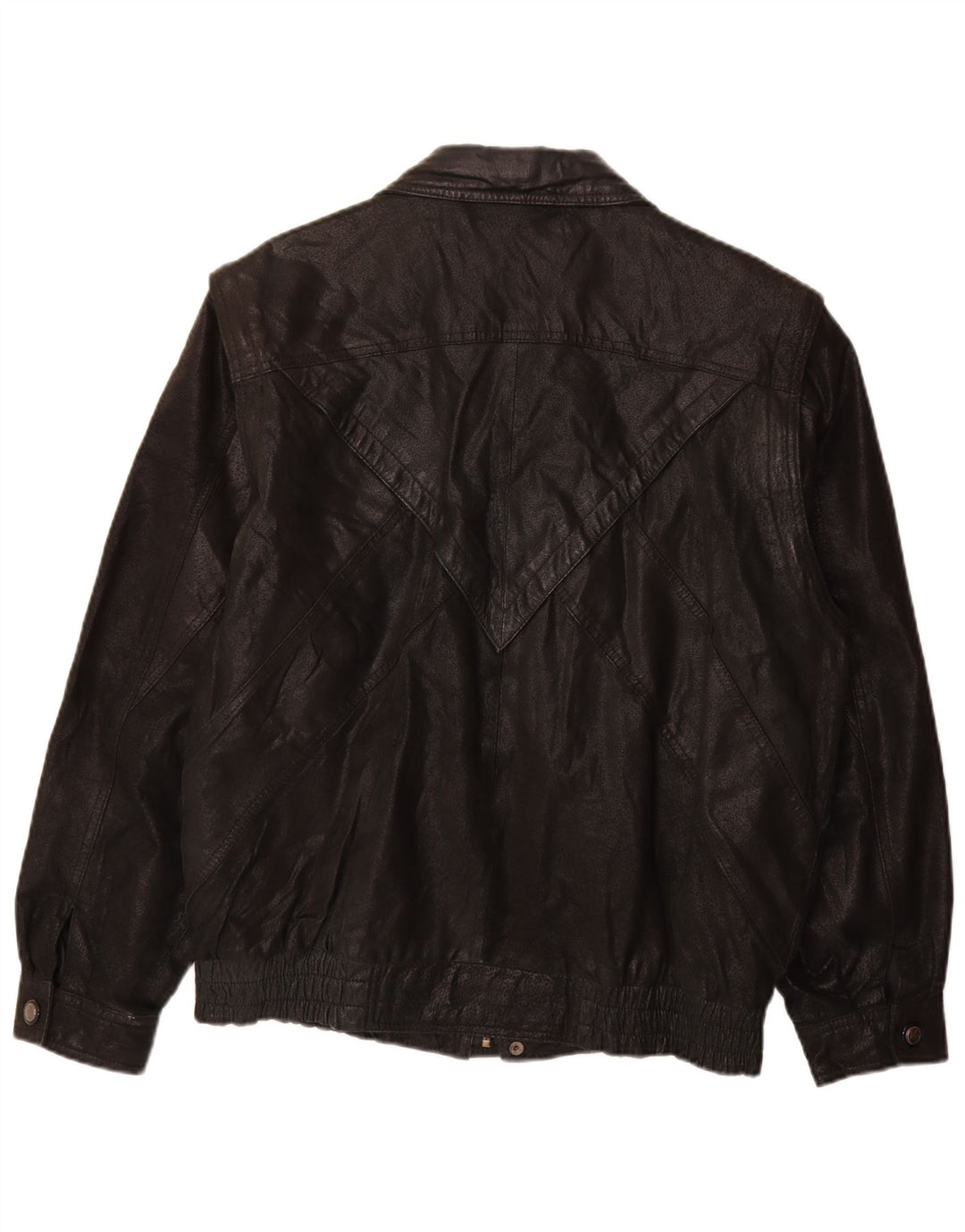 VINTAGE Mens Leather Jacket UK 40 Large Black Colourblock Leather