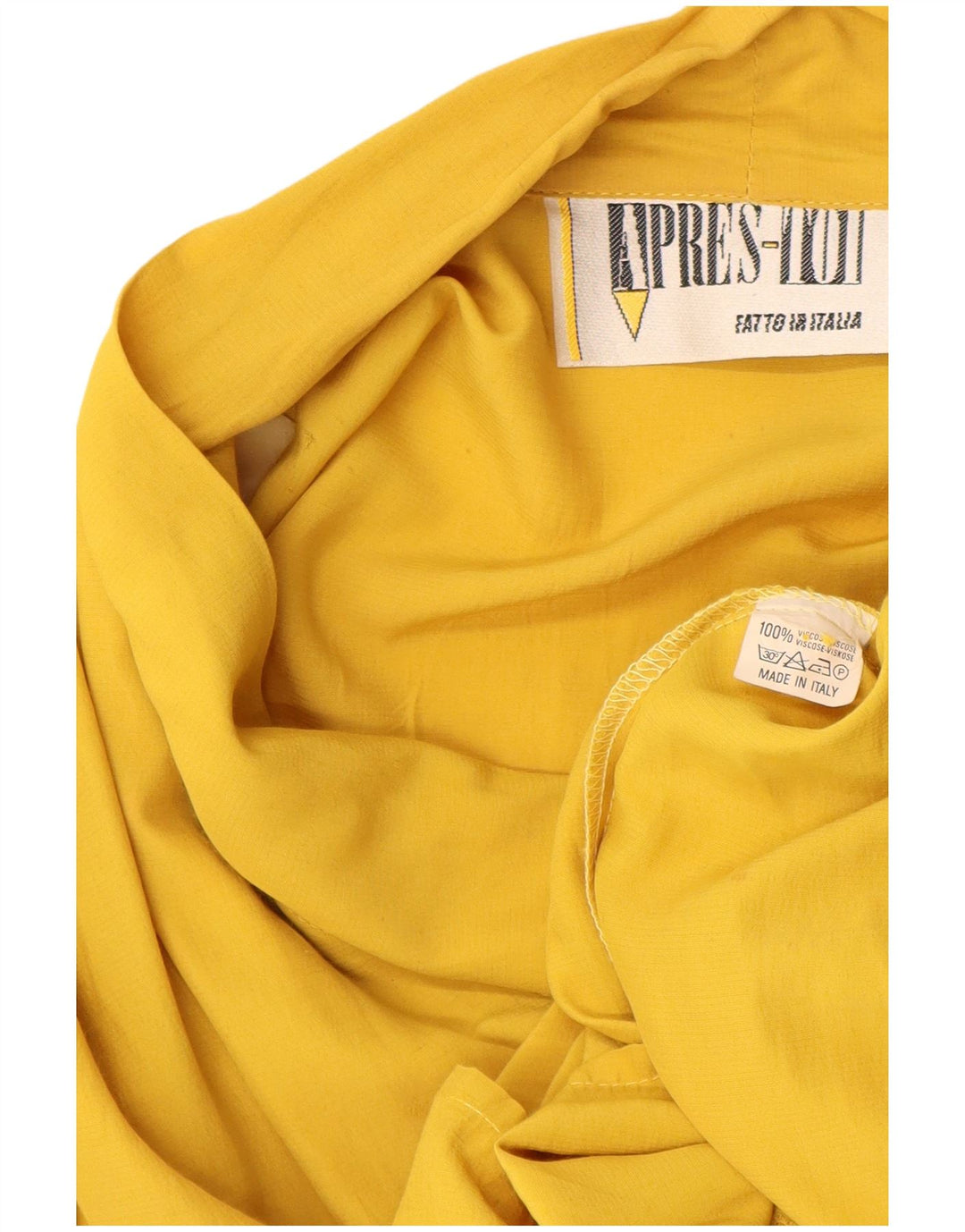 Vintage Womens Shirt Blouse UK 14 Medium Yellow Viscose