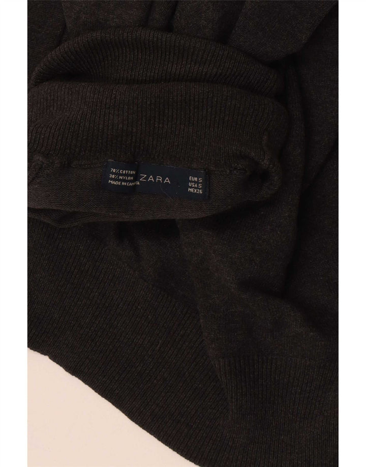 Zara Womens Roll Neck Jumper Sweater UK 10 Small Grey Cotton