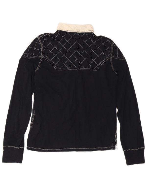 Ralph Lauren Womens Long Sleeve Rugby Polo Shirt UK 18 XL Navy Blue Cotton