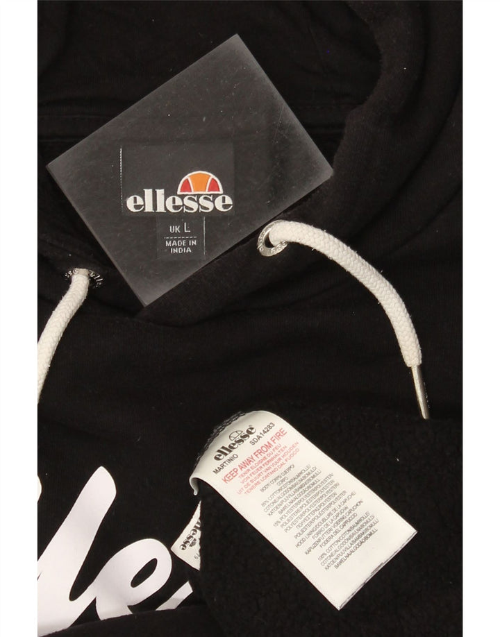 Ellesse Mens Graphic Hoodie Jumper Large Black Cotton