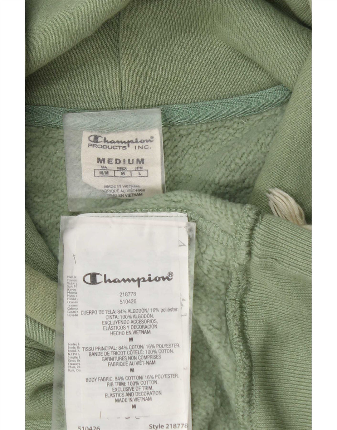Champion Mens Graphic Hoodie Jumper Medium Green Cotton