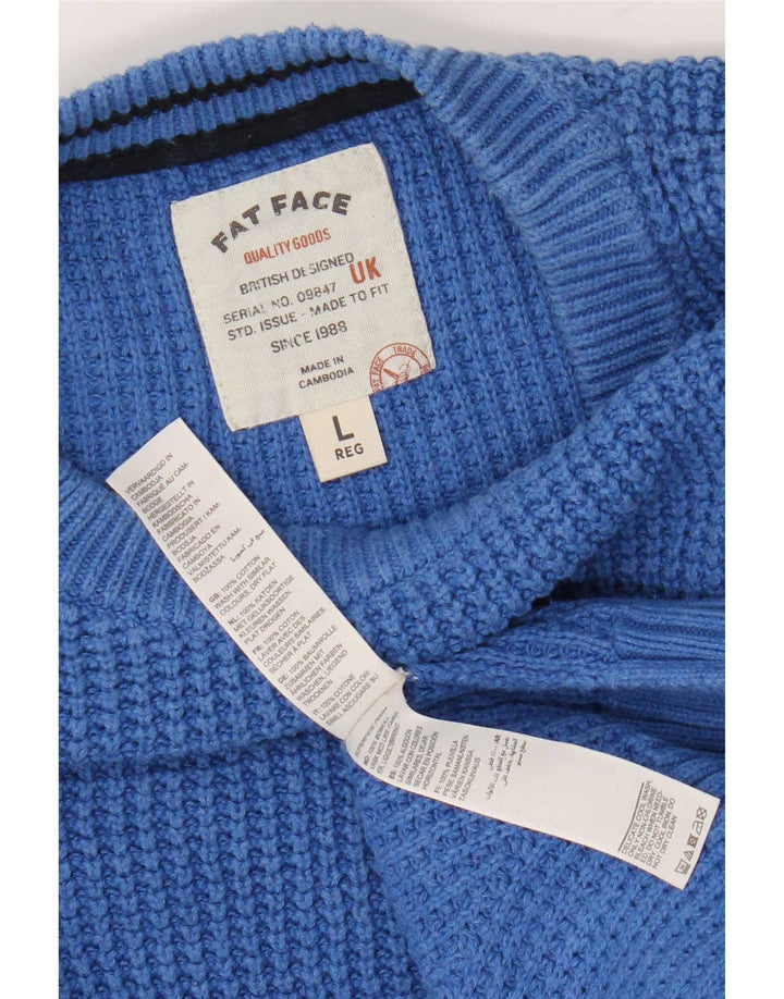 Fat Face Mens Regular Fit Crew Neck Jumper Sweater Large Blue Cotton