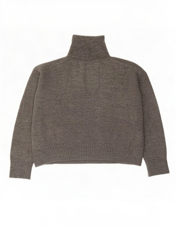 Zara Womens Oversized Roll Neck Jumper Sweater UK 14 Medium Grey Acrylic
