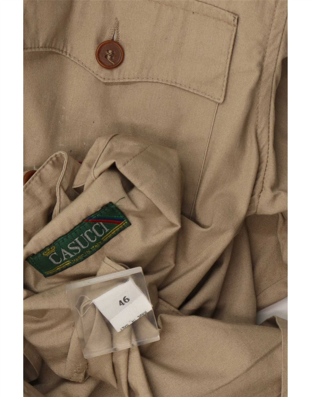 Casucci Mens Military Jacket IT 46 Small Beige Cotton