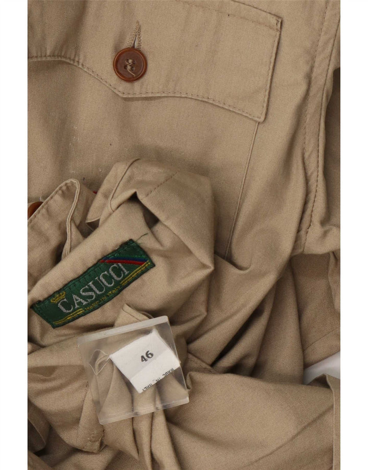 Casucci Mens Military Jacket IT 46 Small Beige Cotton