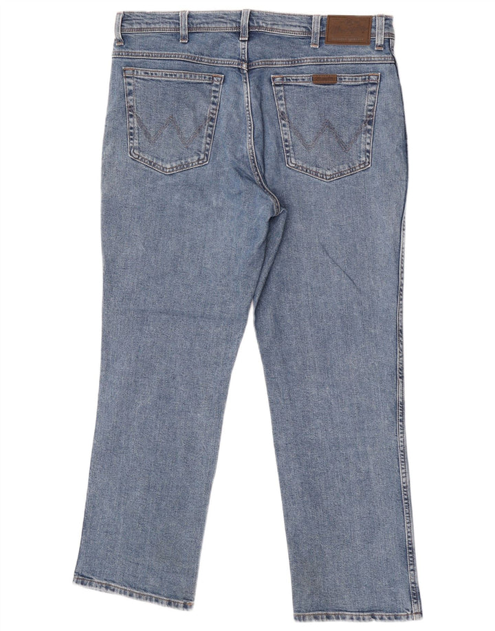 Wrangler Mens Regular Fit Straight Jeans W38 L30 Blue Cotton