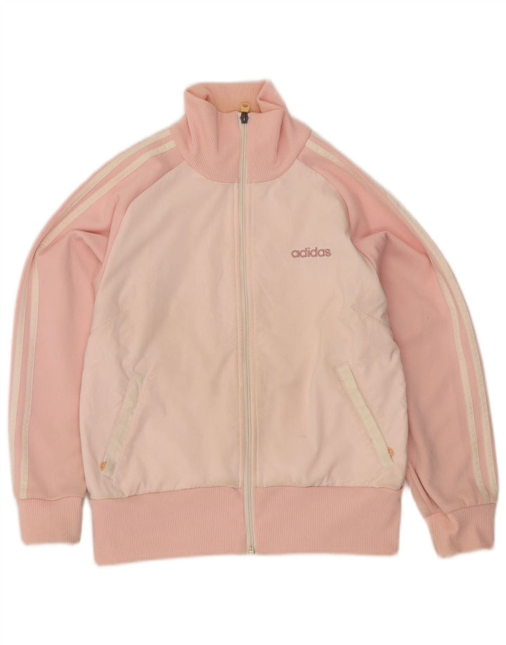 Adidas Womens Tracksuit Top Jacket UK 10 Small Pink Colourblock Polyester