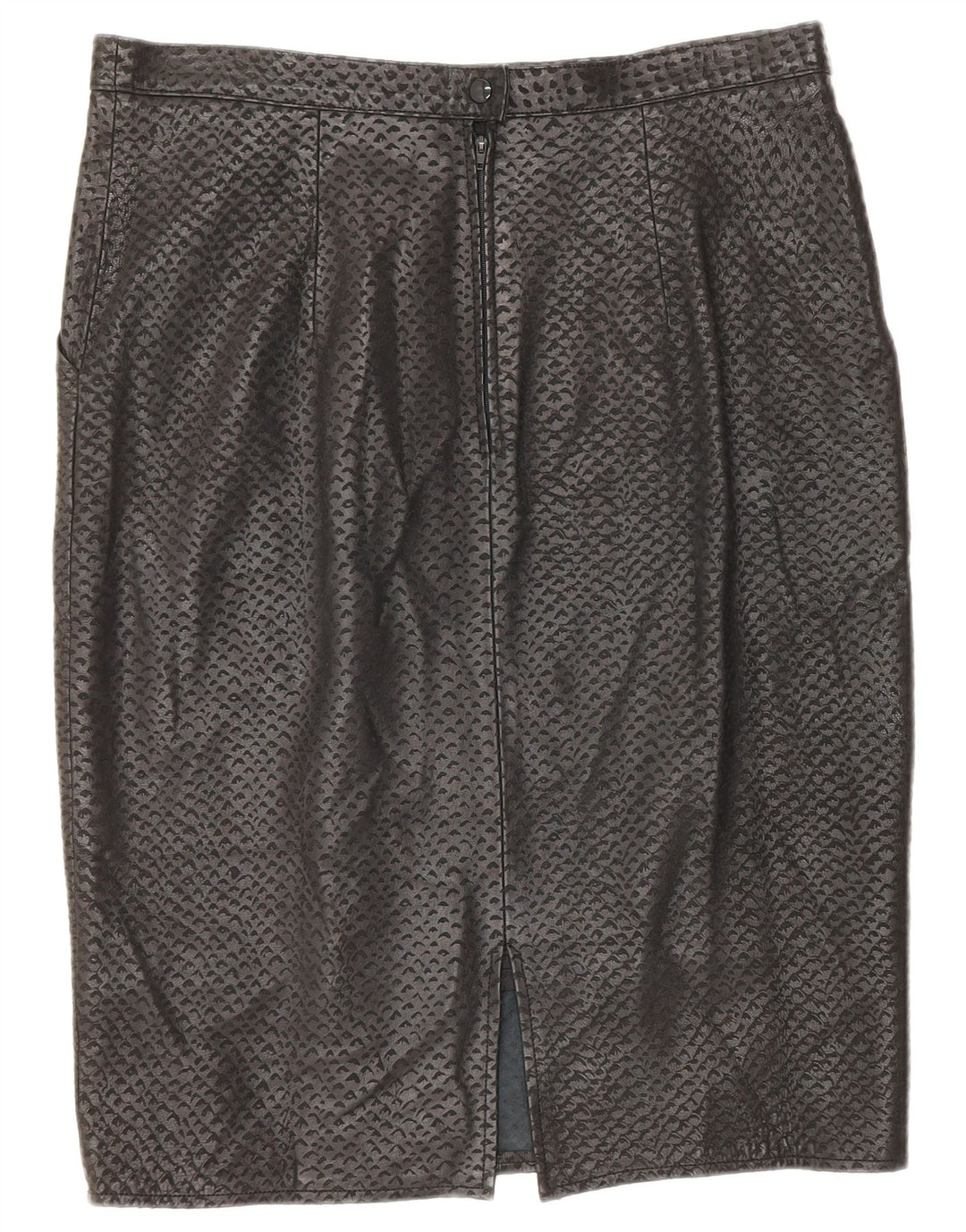 Vintage Womens Leather Skirt W34 Large Black Spotted