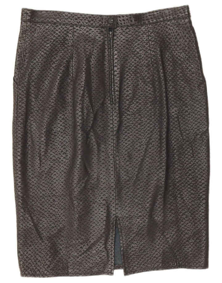 Vintage Womens Leather Skirt W34 Large Black Spotted