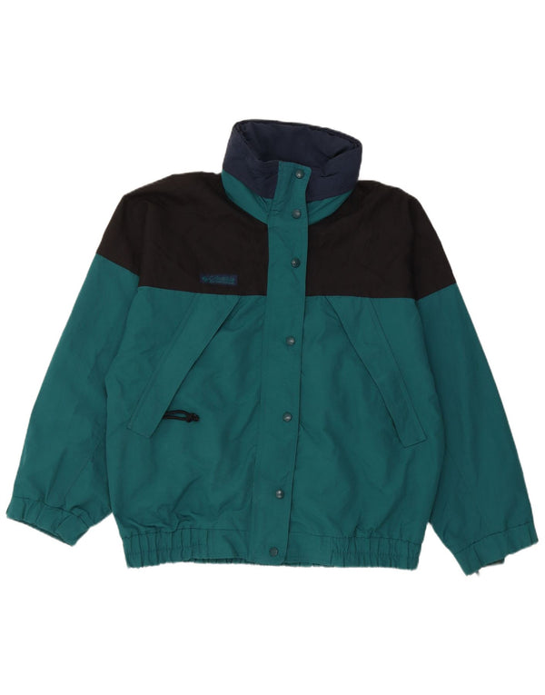 Columbia Womens Hooded Windbreaker Jacket UK 14 Medium Blue Colourblock