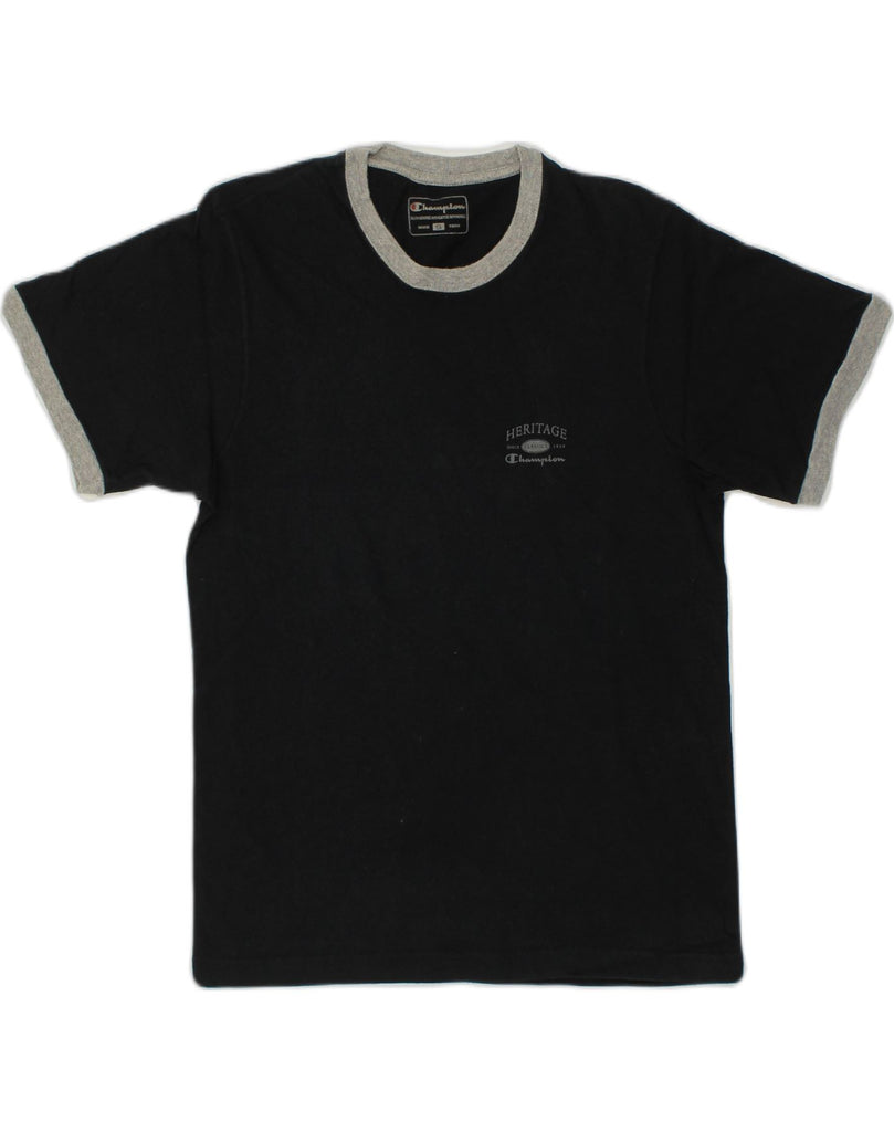 CHAMPION Mens T-Shirt Top Small Black Cotton | Vintage Champion | Thrift | Second-Hand Champion | Used Clothing | Messina Hembry 