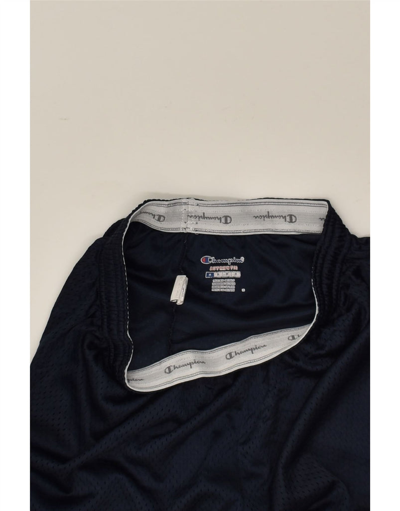 CHAMPION Womens Sport Shorts UK 14 Medium Navy Blue Polyester | Vintage Champion | Thrift | Second-Hand Champion | Used Clothing | Messina Hembry 