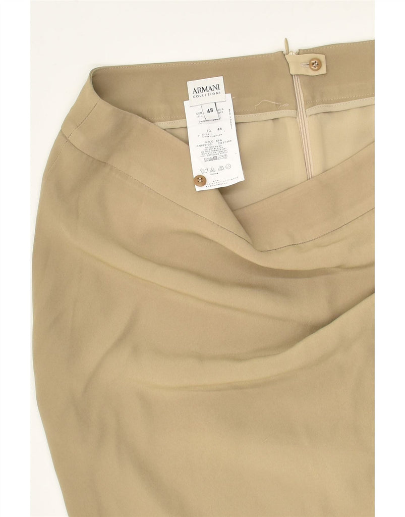 ARMANI Womens Straight Skirt IT 48 XL W38 Beige Acetate | Vintage Armani | Thrift | Second-Hand Armani | Used Clothing | Messina Hembry 