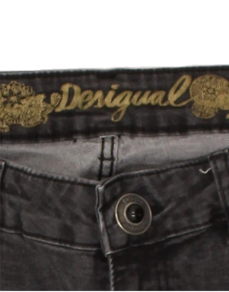 DESIGUAL Womens Graphic Slim Jeans W34 L30 Grey Floral | Vintage Desigual | Thrift | Second-Hand Desigual | Used Clothing | Messina Hembry 