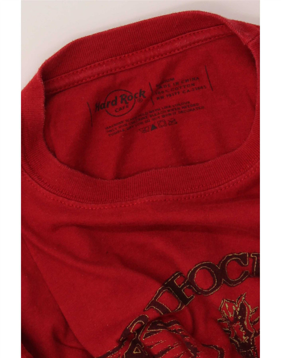 Hard Rock Cafe Mens Athens Graphic T-Shirt Top Medium Red Cotton