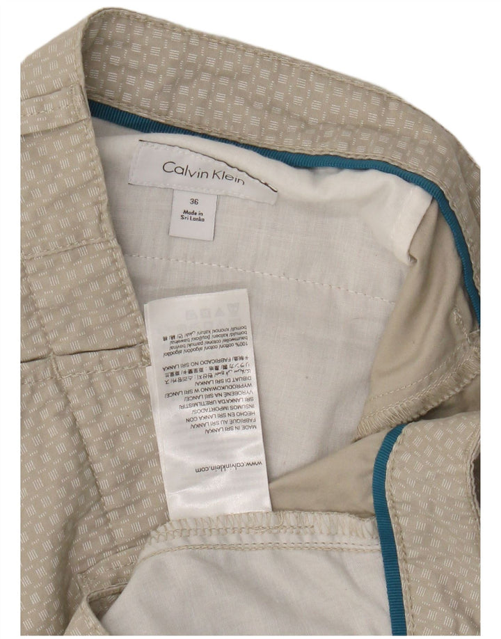 Calvin Klein Mens Chino Shorts W36 Large Beige Check Cotton