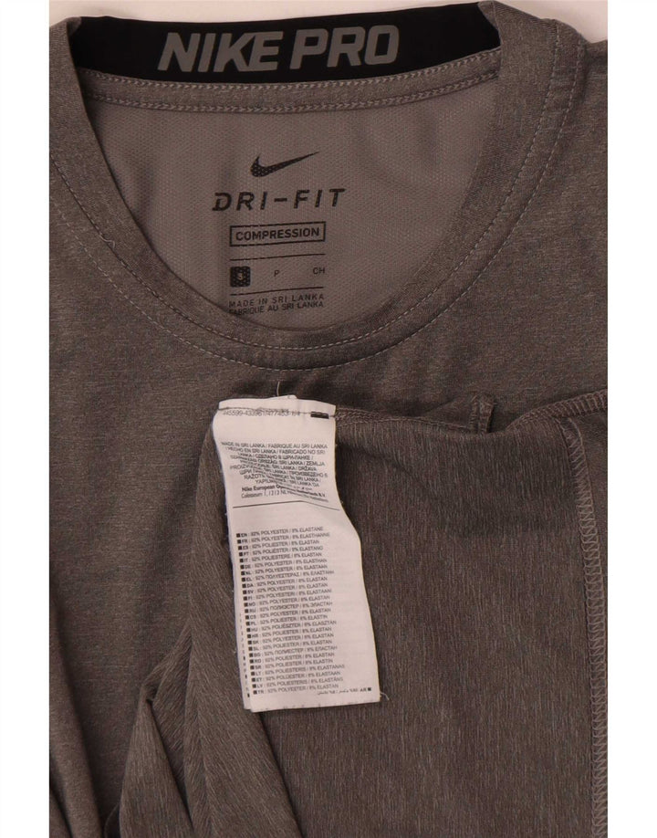 Nike Womens Dri Fit Top Long Sleeve UK 10 Small Grey Colourblock Polyester