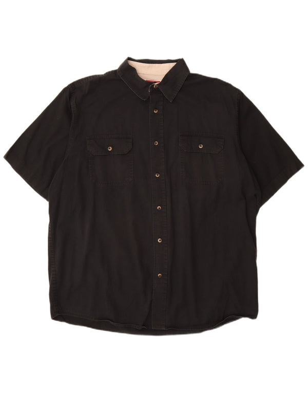 Wrangler Mens Short Sleeve Shirt Large Black Cotton