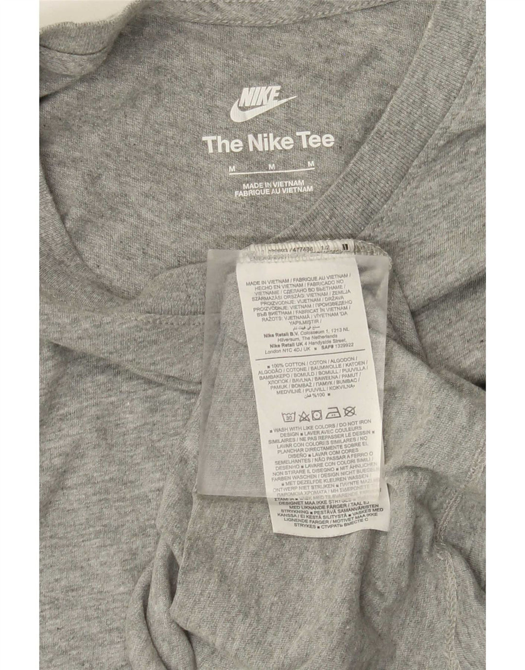 NIKE Mens T-Shirt Top Medium Grey Cotton
