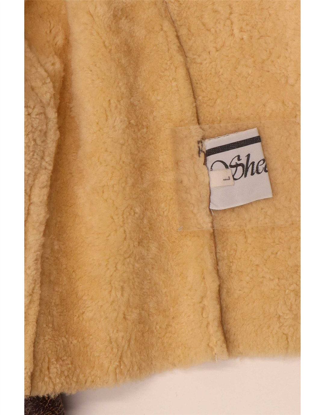 Vintage Womens Crop Shearling Jacket UK 14 Large Brown Shearling