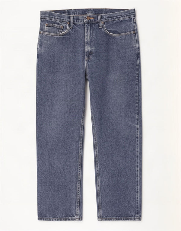 Wrangler Mens Regular Fit Straight Jeans W35 L30 Blue Cotton
