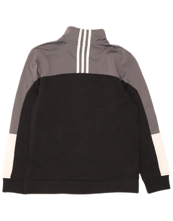 Adidas Boys Tracksuit Top Jacket 12-13 Years Large Black Colourblock