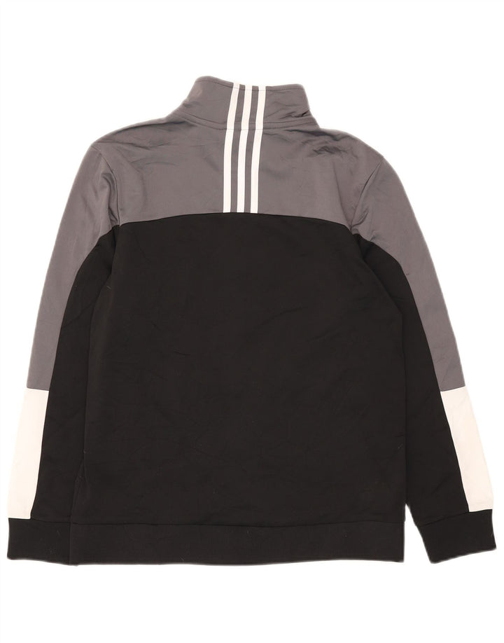 Adidas Boys Tracksuit Top Jacket 12-13 Years Large Black Colourblock