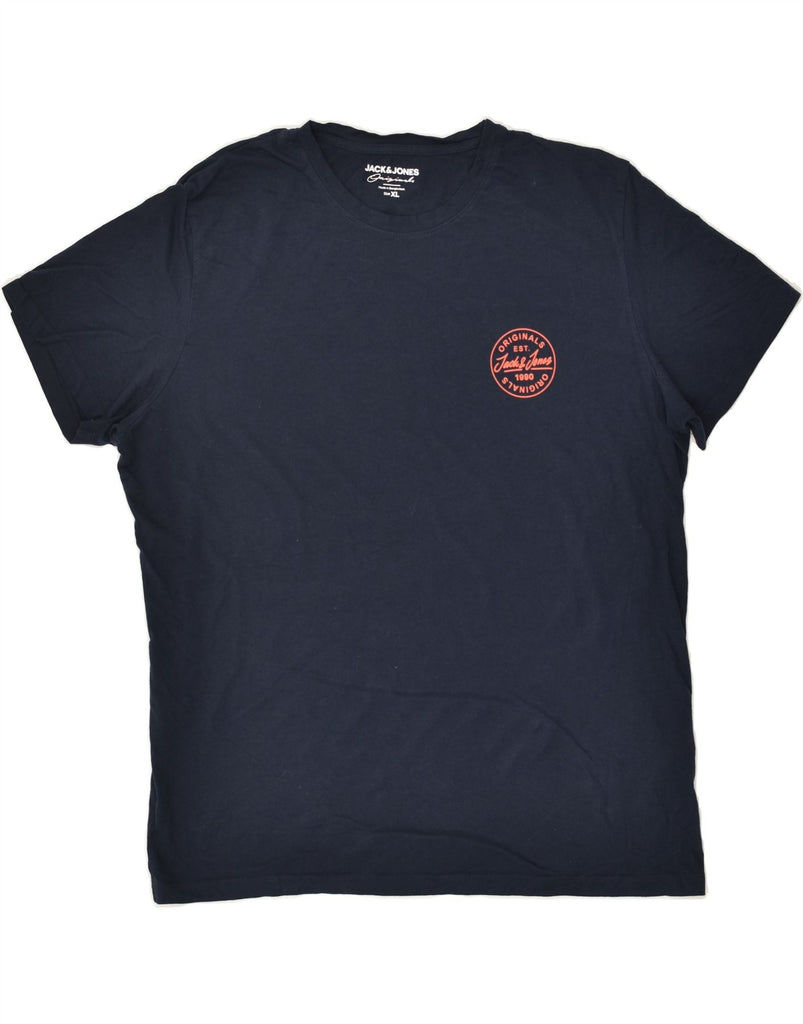 JACK & JONES Mens Graphic T-Shirt Top XL Navy Blue Cotton | Vintage Jack & Jones | Thrift | Second-Hand Jack & Jones | Used Clothing | Messina Hembry 