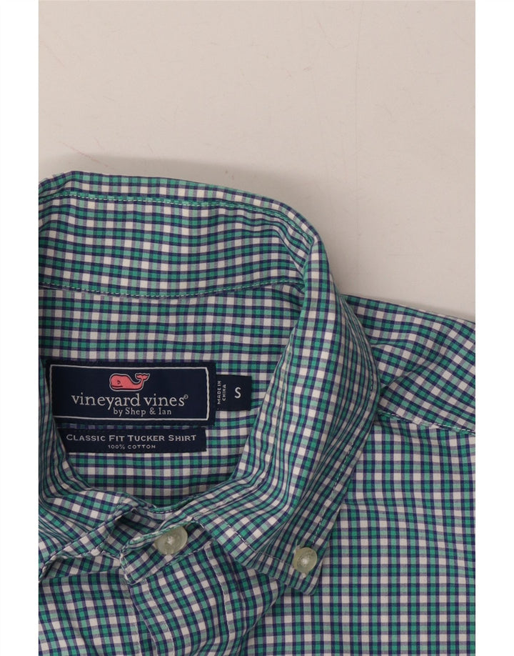 VINEYARD VINES Mens Classic Fit Flannel Shirt Small Green Check Cotton Vintage Vineyard Vines and Second-Hand Vineyard Vines from Messina Hembry 