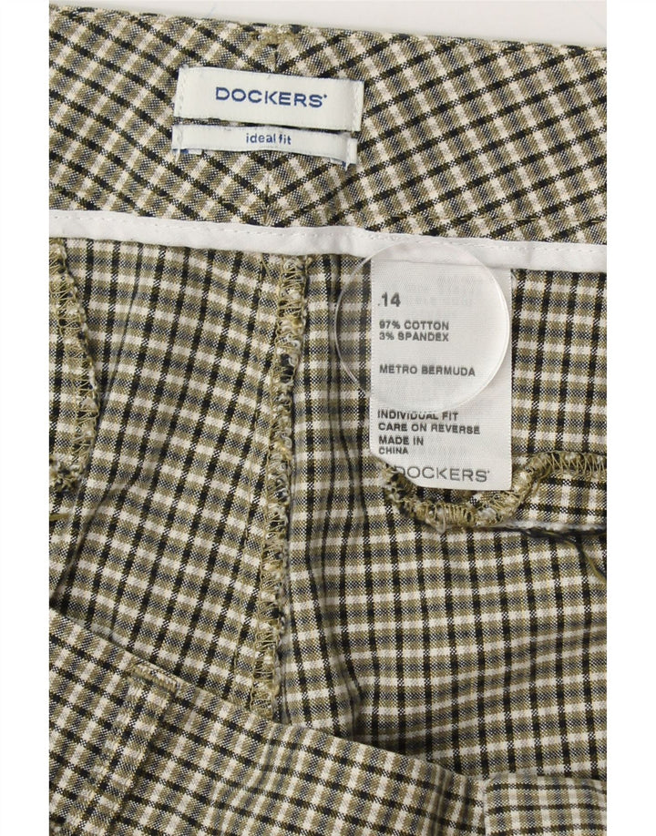 DOCKERS Womens Bermuda Shorts US 14 XL W34  Green Check Cotton Vintage Dockers and Second-Hand Dockers from Messina Hembry 