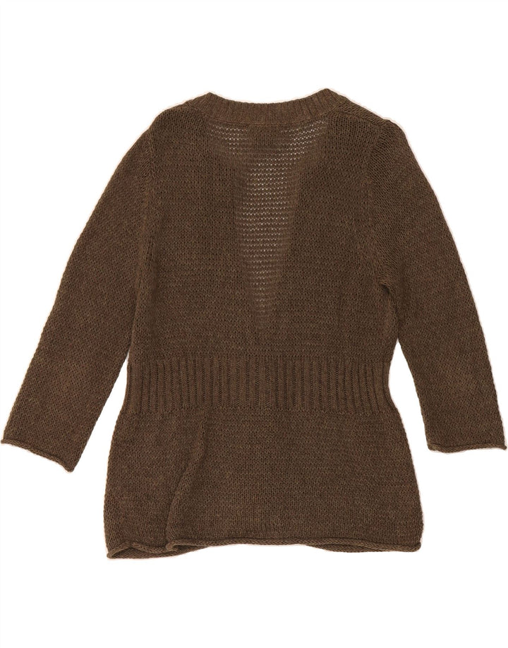 EDDIE BAUER Womens Cardigan Sweater UK 14 Large Brown Ramie Vintage Eddie Bauer and Second-Hand Eddie Bauer from Messina Hembry 