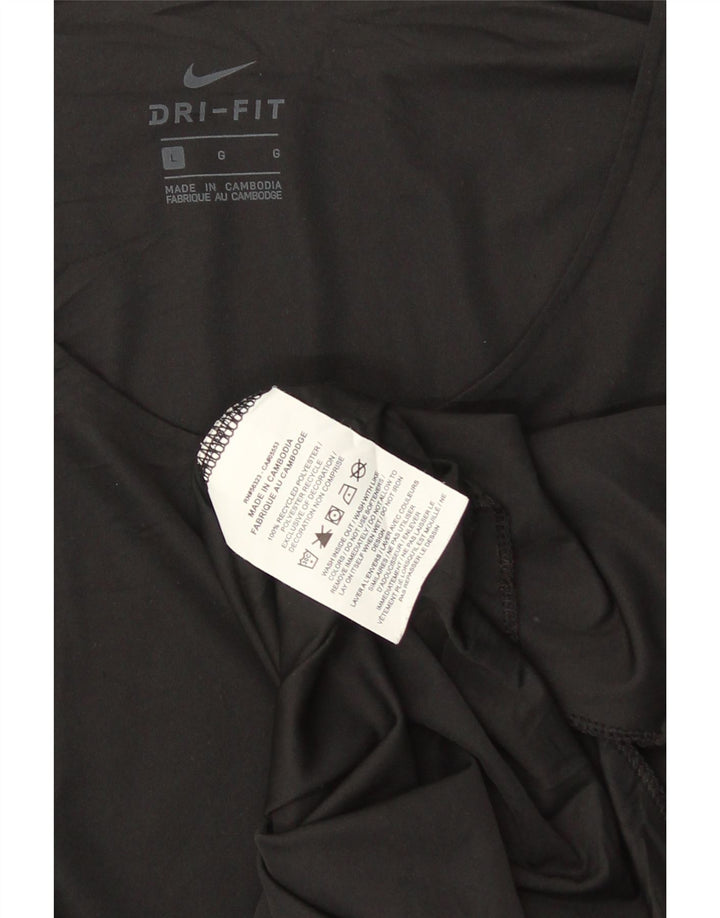 Nike Womens Dri Fit T-Shirt Top UK 16 Large Black Polyester