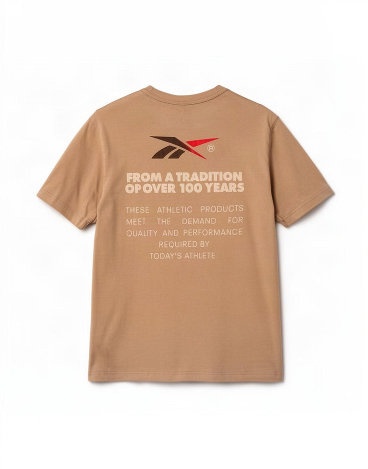 Reebok Mens Graphic T-Shirt Top Medium Beige Cotton