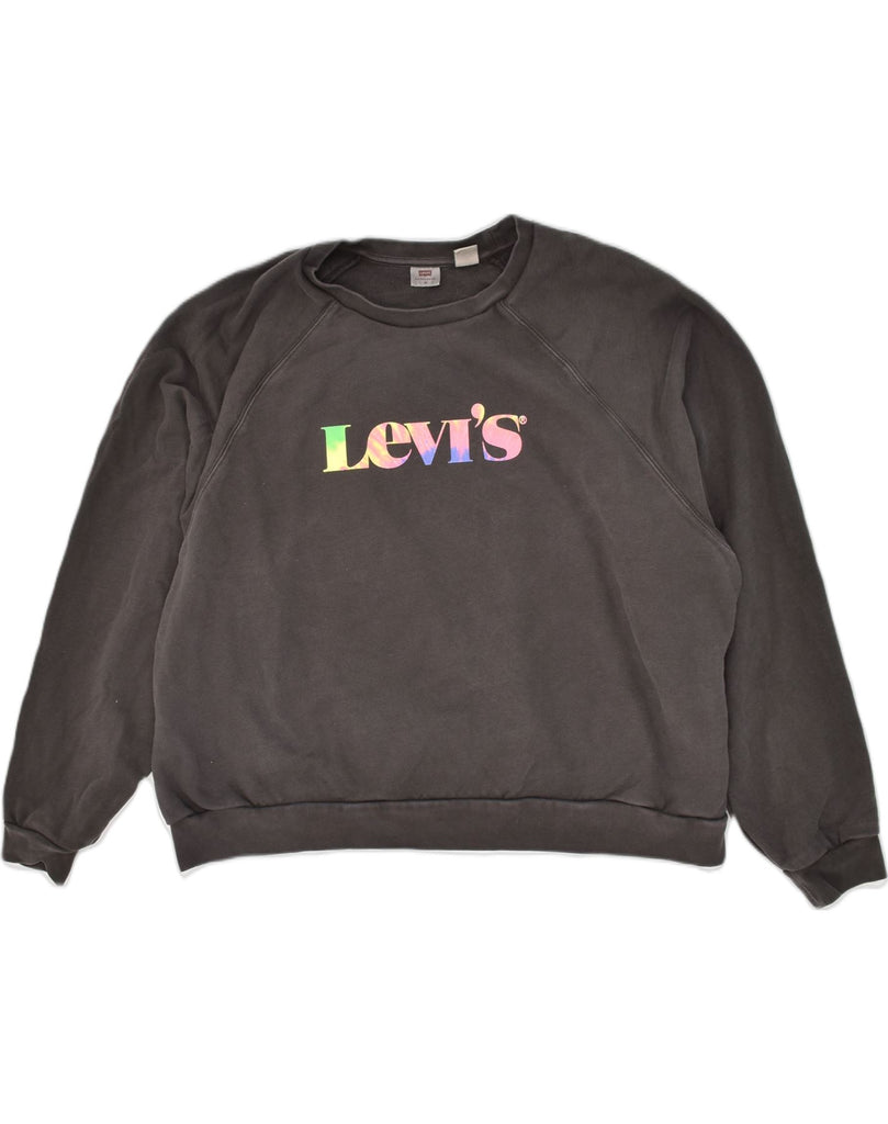 LEVI'S Womens Graphic Sweatshirt Jumper UK 22 3XL Brown Cotton | Vintage Levi's | Thrift | Second-Hand Levi's | Used Clothing | Messina Hembry 