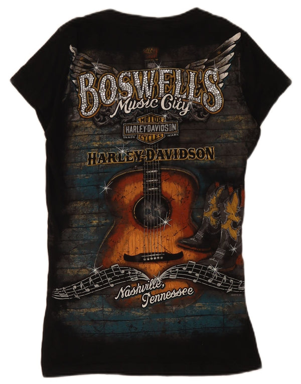 Harley Davidson Womens Nashville Graphic T-Shirt Top UK 10 Small Black