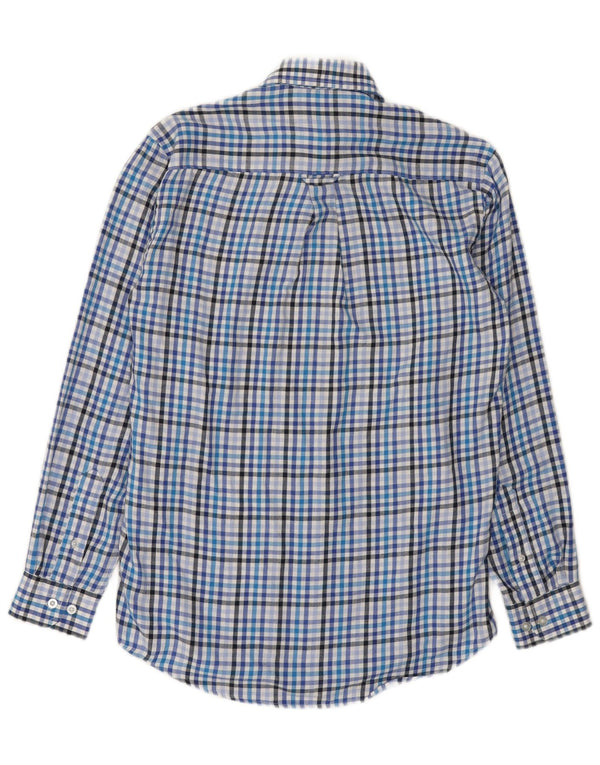 James Pringle Mens Flannel Shirt Small Blue Check Polyester