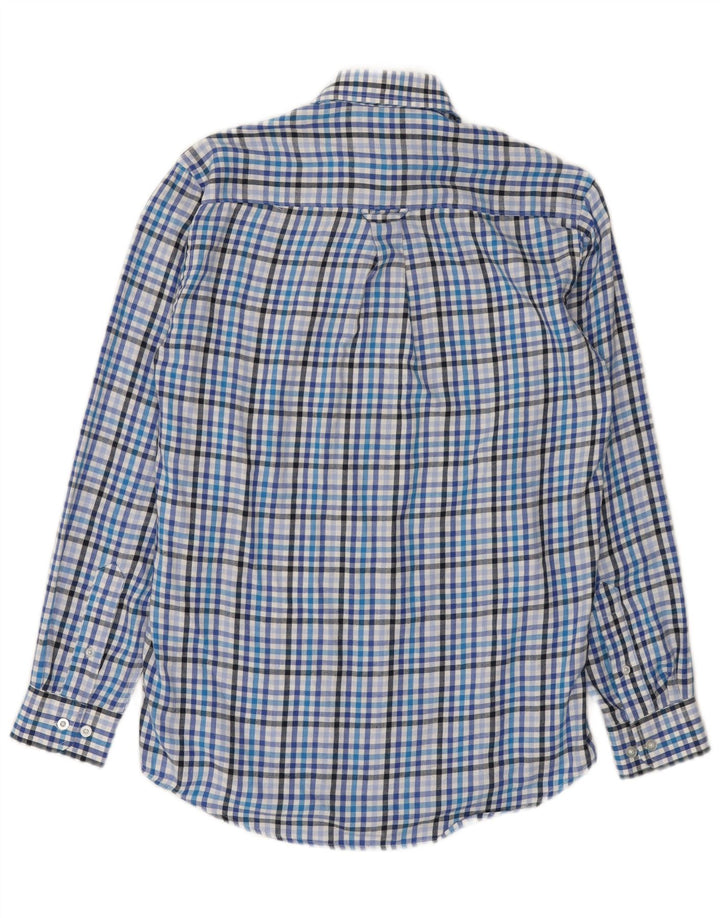 James Pringle Mens Flannel Shirt Small Blue Check Polyester