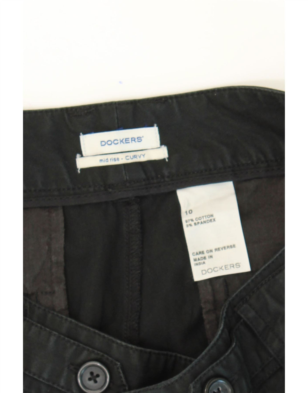 DOCKERS Womens Curvy Mid Rise Capri Trousers US 10 Large W32  Black Vintage Dockers and Second-Hand Dockers from Messina Hembry 