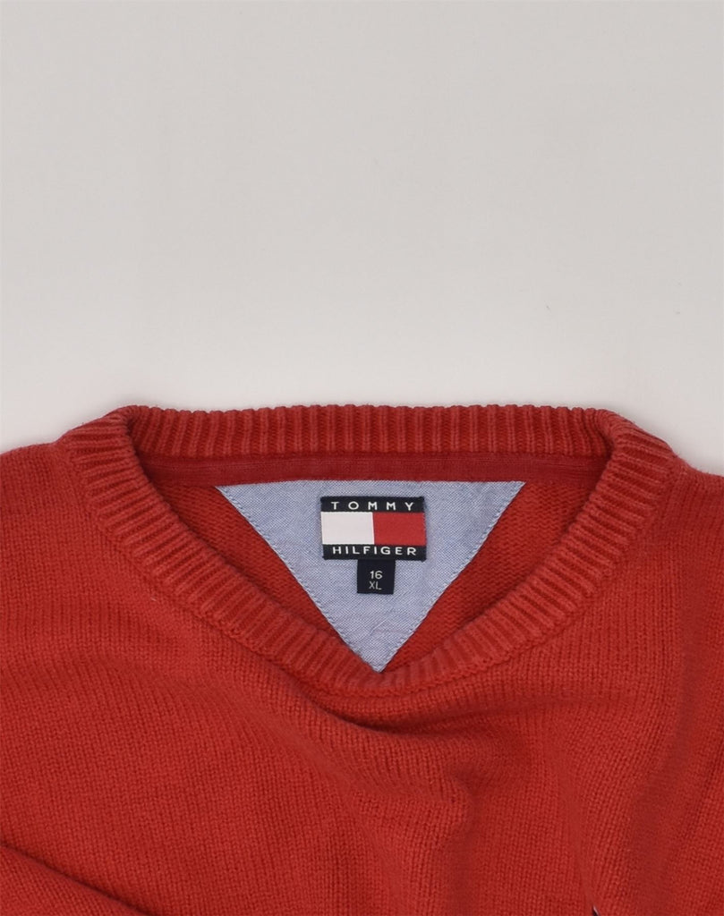 TOMMY HILFIGER Boys Crew Neck Jumper Sweater 15-16 Years XL Red Cotton | Vintage Tommy Hilfiger | Thrift | Second-Hand Tommy Hilfiger | Used Clothing | Messina Hembry 