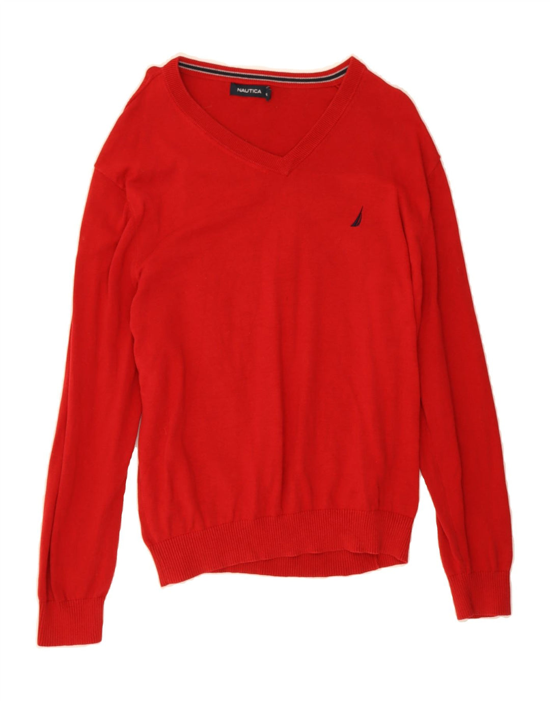 NAUTICA Mens V-Neck Jumper Sweater XL Red Cotton Vintage Nautica and Second-Hand Nautica from Messina Hembry 