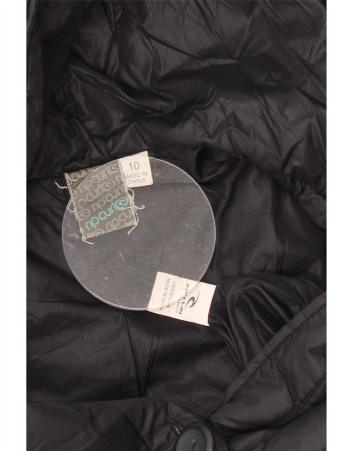 Rip Curl Womens Hooded Padded Jacket UK 10 Small Black Nylon