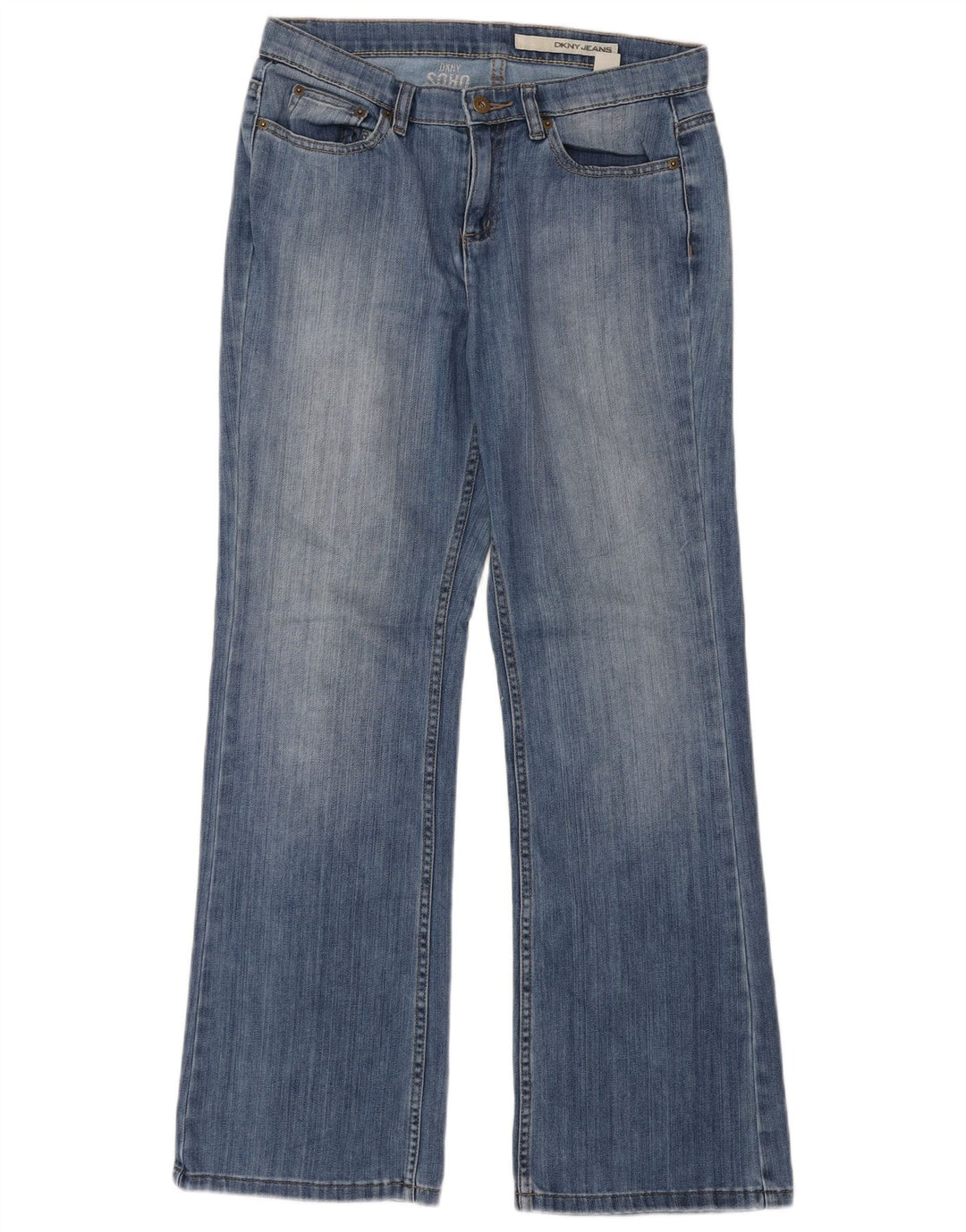 Dkny Womens Soho Flared Jeans W32 L32 Blue Cotton