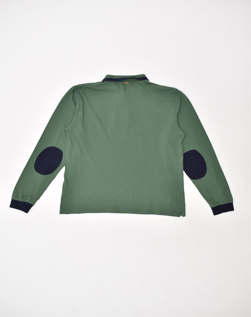 SUN68 Mens Long Sleeve Polo Shirt XL Green Cotton | Vintage | Thrift | Second-Hand | Used Clothing | Messina Hembry 