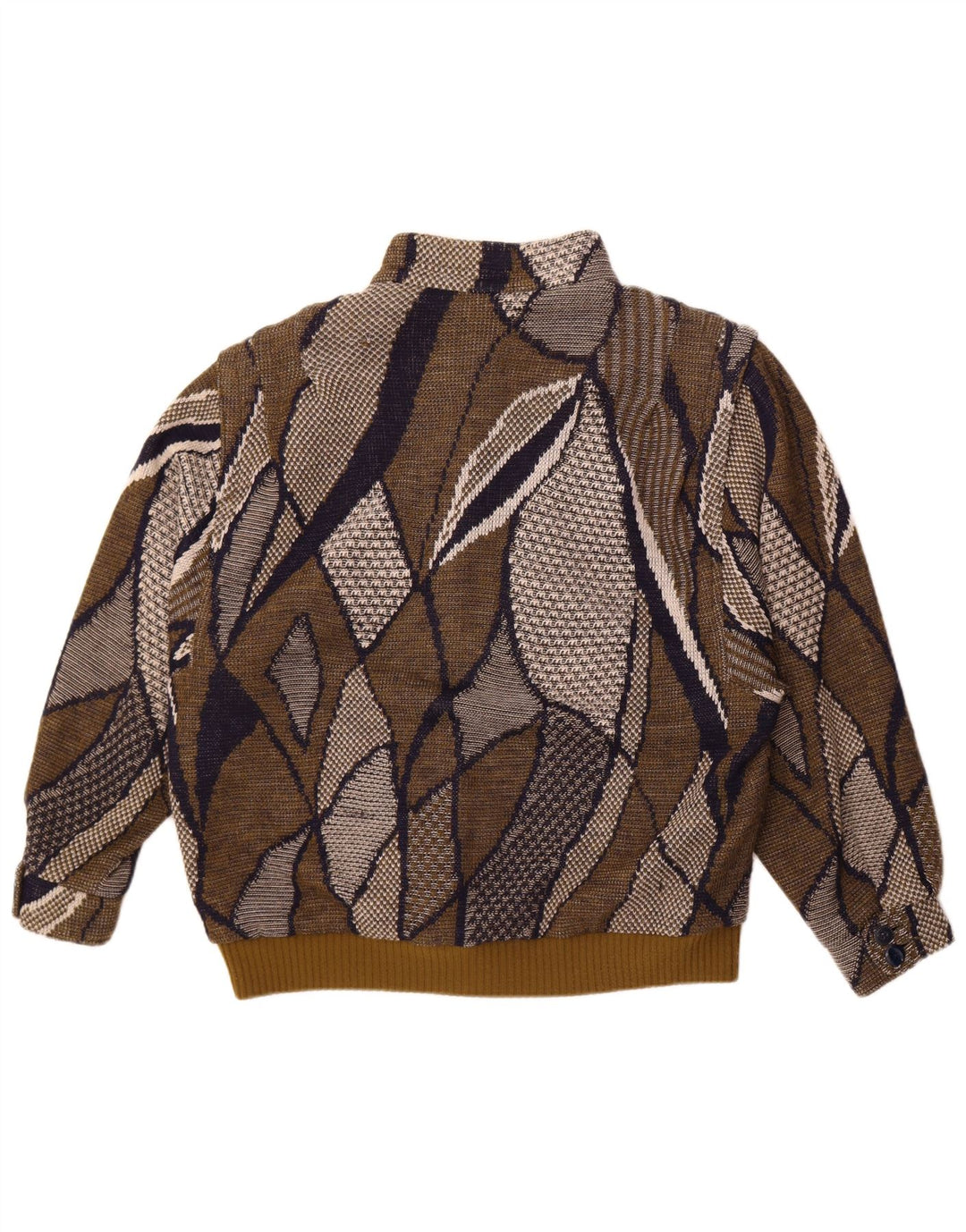 Stadick Womens Oversized Abstract Pattern Bomber Jacket UK 10 Small Khaki